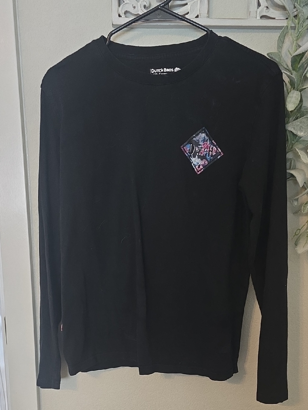 Dutch Bros Black Long Sleeve Tee with Colorful Diamond Logo
